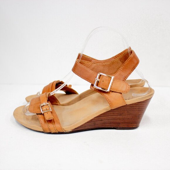 Vionic Noble Laurie Sandals Wedge Heel Ankle Strap Open Toe Brown Leather US 8 - Picture 5 of 12